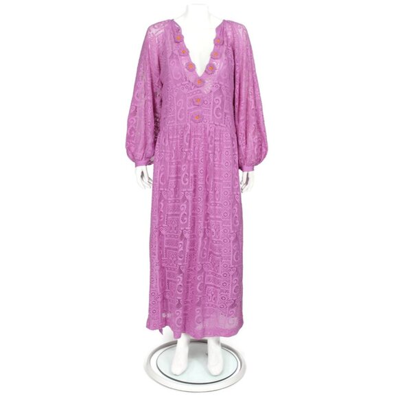 ALIX OF BOHEMIA Purple Celeste Fig Crochet Lace Maxi Dress size M /073 - Picture 1 of 9